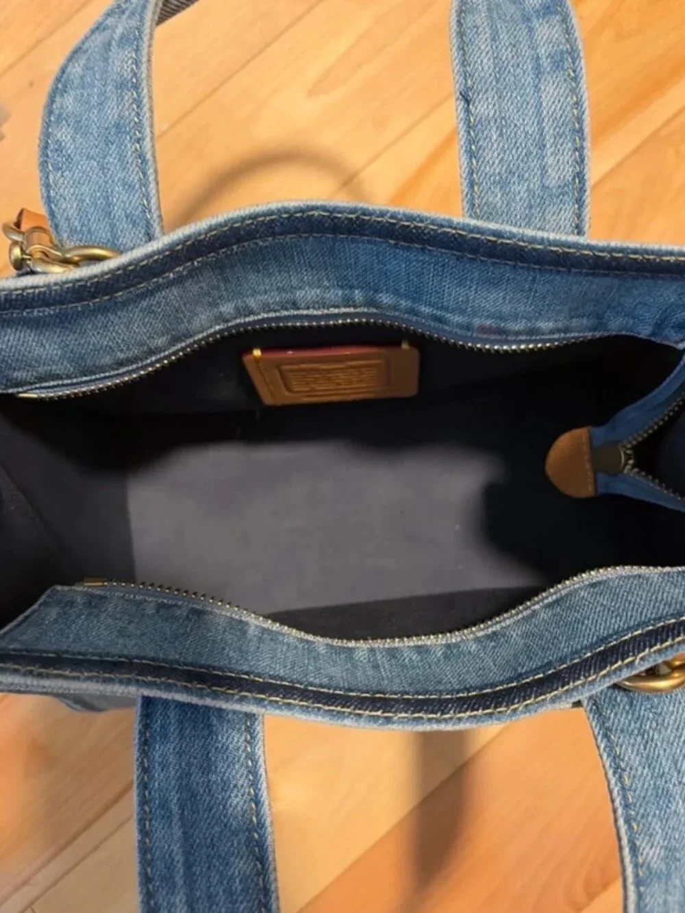 Blue Denim Tote Bag CR659 Logo Shoulder Bag Excellent Condition
